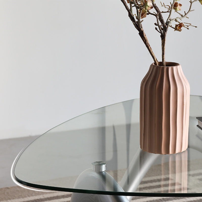 Modern Minimalist Tempered Glass ABS With Irregular Legs Triangular Coffee Table 1-Tier Coffee Table For Living Room