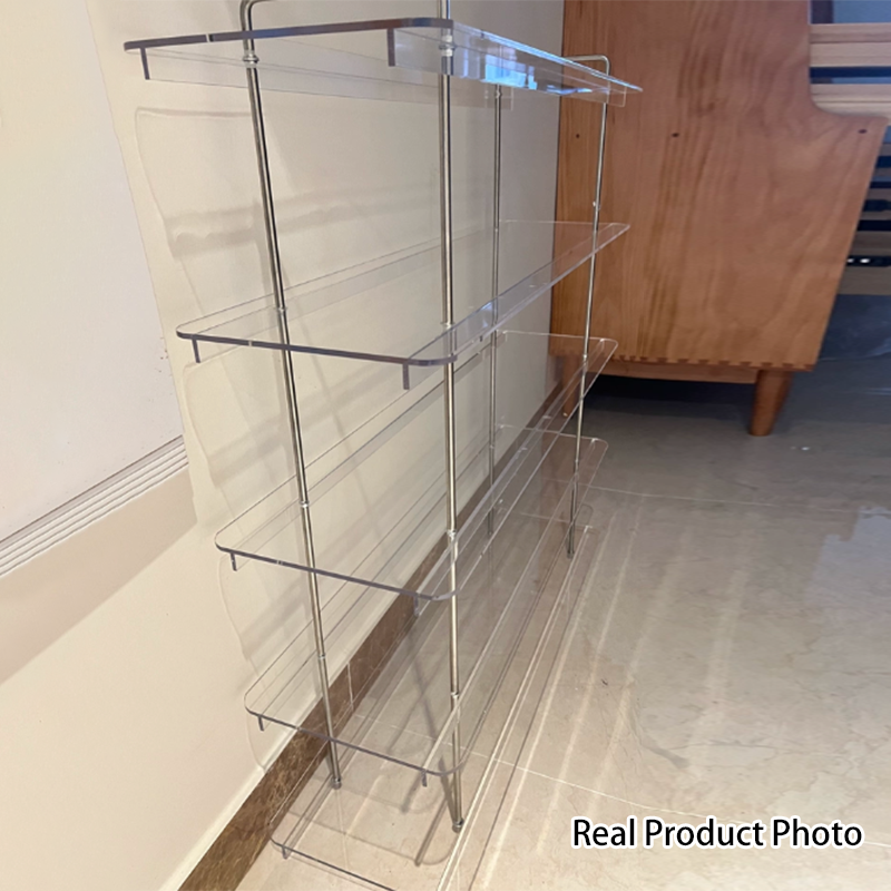 Modern Minimalist Acrylic Stainless Steel Rectangular Space-Saving Decorative Shoe Storage 5-Tier For Entryway