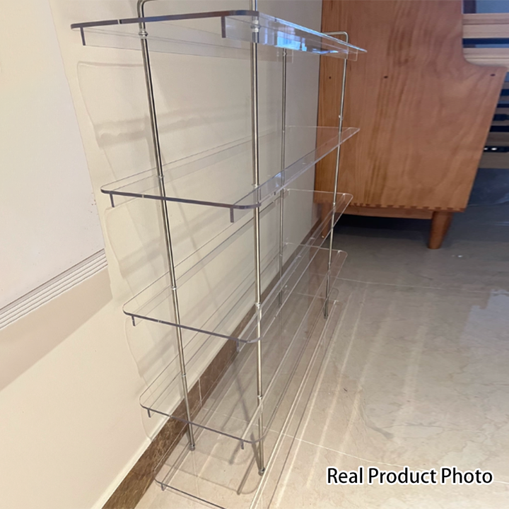 Modern Minimalist Acrylic Stainless Steel Rectangular Space-Saving Decorative Shoe Storage 5-Tier For Entryway