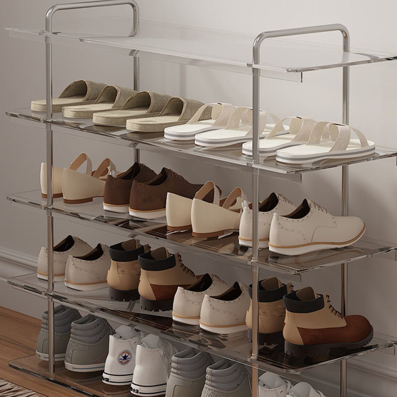 Modern Minimalist Acrylic Stainless Steel Rectangular Space-Saving Decorative Shoe Storage 5-Tier For Entryway