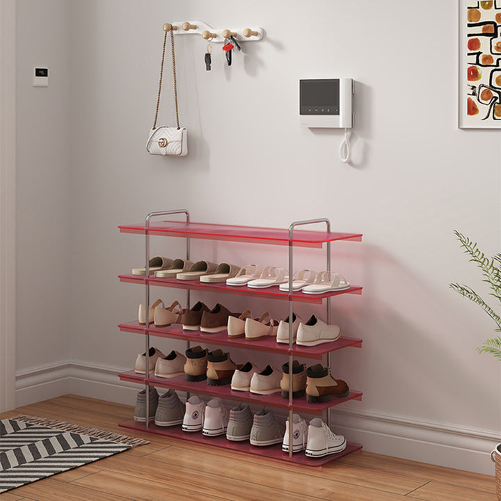 Modern Minimalist Acrylic Stainless Steel Rectangular Space-Saving Decorative Shoe Storage 5-Tier For Entryway