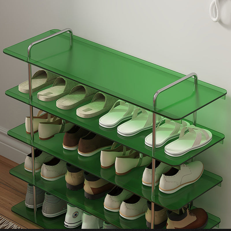 Modern Minimalist Acrylic Stainless Steel Rectangular Space-Saving Decorative Shoe Storage 5-Tier For Entryway