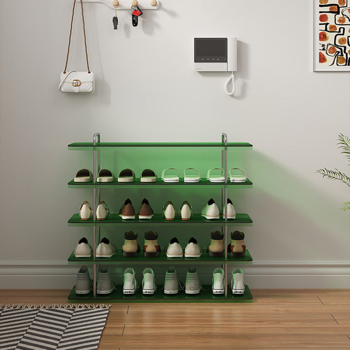 Modern Minimalist Acrylic Stainless Steel Rectangular Space-Saving Decorative Shoe Storage 5-Tier For Entryway
