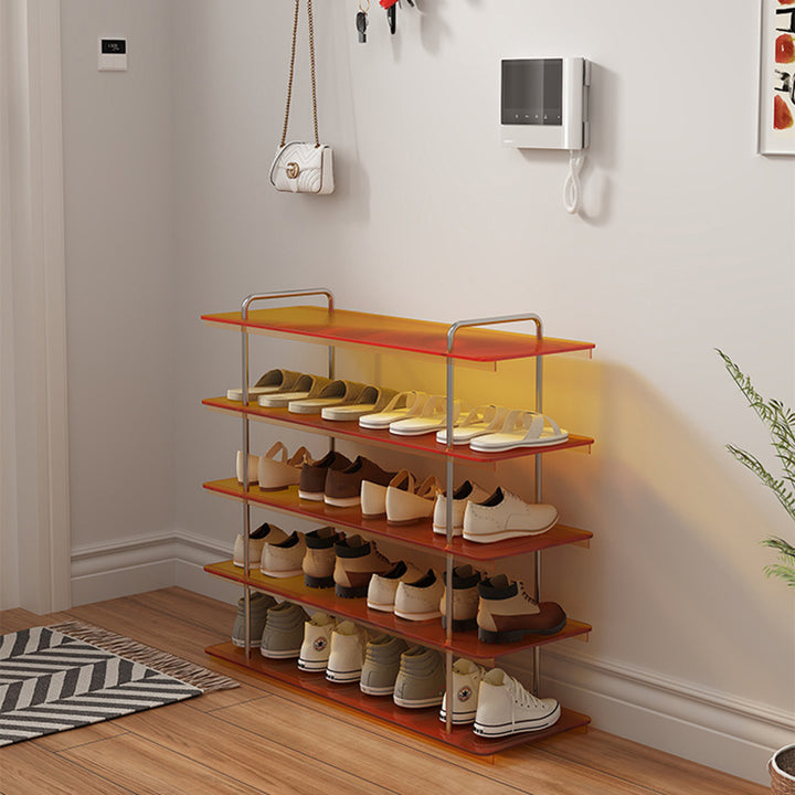 Modern Minimalist Acrylic Stainless Steel Rectangular Space-Saving Decorative Shoe Storage 5-Tier For Entryway