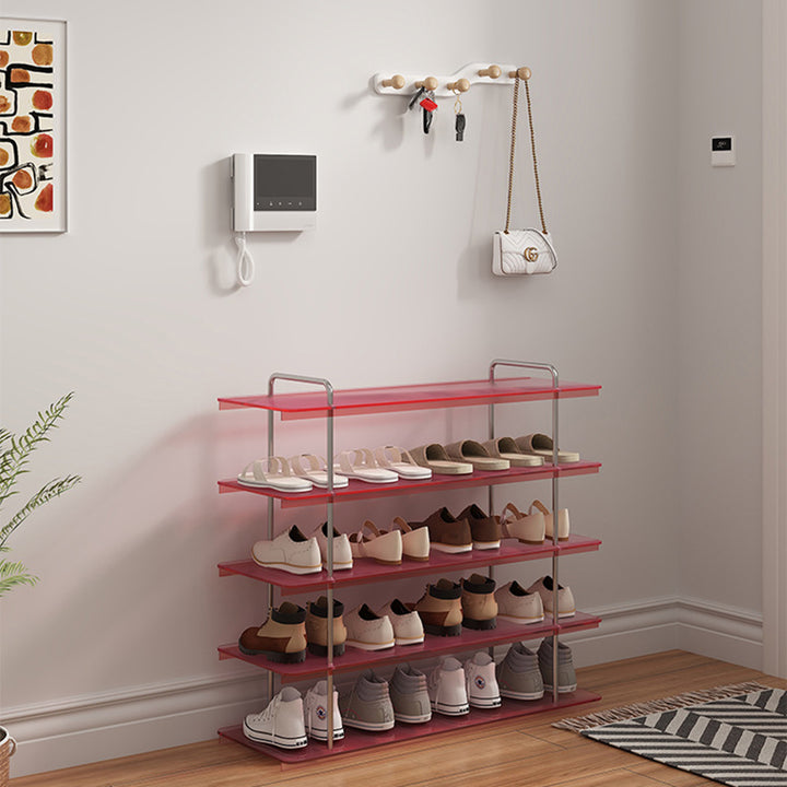 Modern Minimalist Acrylic Stainless Steel Rectangular Space-Saving Decorative Shoe Storage 5-Tier For Entryway