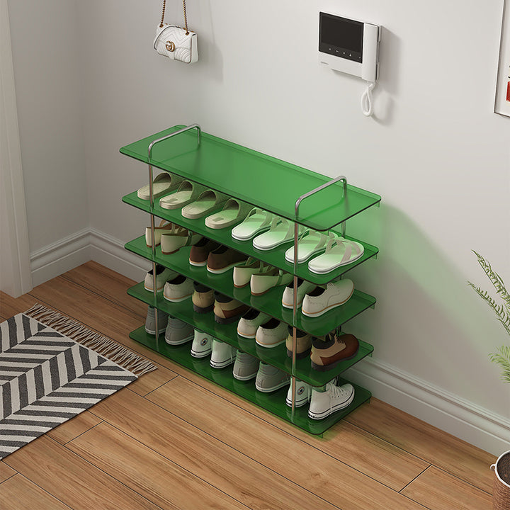 Modern Minimalist Acrylic Stainless Steel Rectangular Space-Saving Decorative Shoe Storage 5-Tier For Entryway