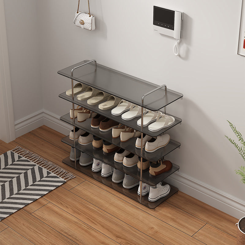 Modern Minimalist Acrylic Stainless Steel Rectangular Space-Saving Decorative Shoe Storage 5-Tier For Entryway