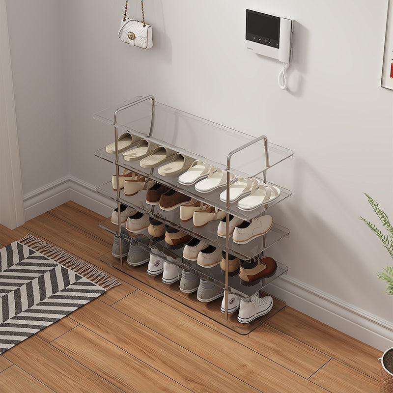 Modern Minimalist Acrylic Stainless Steel Rectangular Space-Saving Decorative Shoe Storage 5-Tier For Entryway