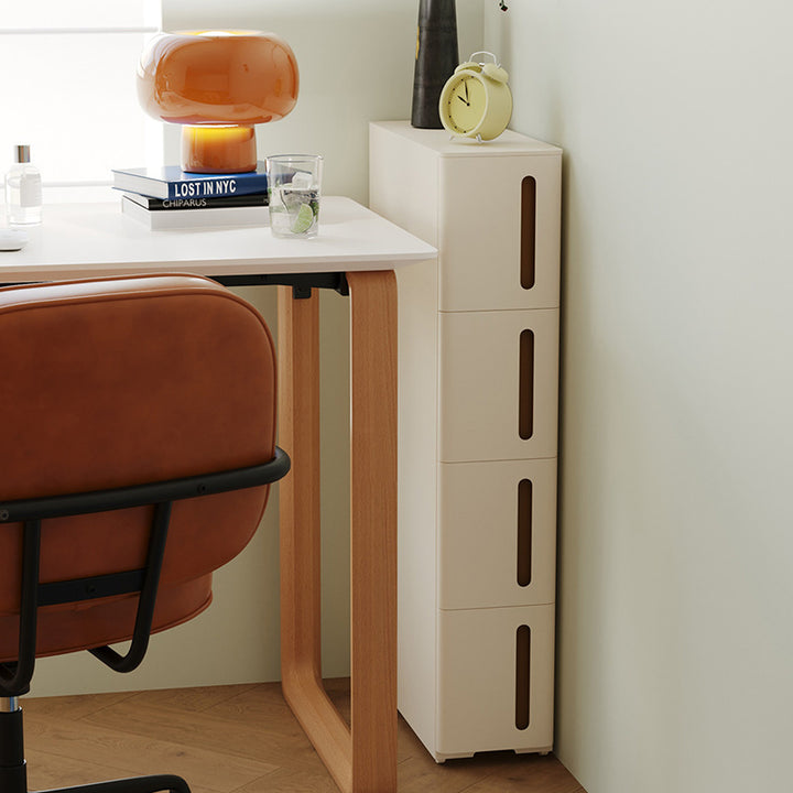 Modern Minimalist PP Plastic Slim Rolling Space-Saving Lightweight Storage Cabinet 4-Tier For Living Room
