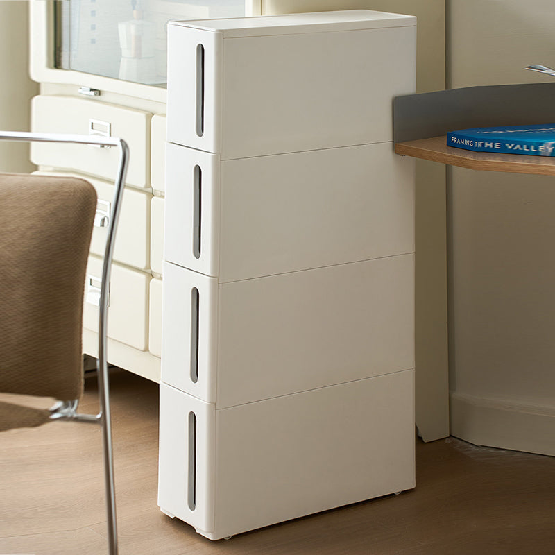 Modern Minimalist PP Plastic Slim Rolling Space-Saving Lightweight Storage Cabinet 4-Tier For Living Room