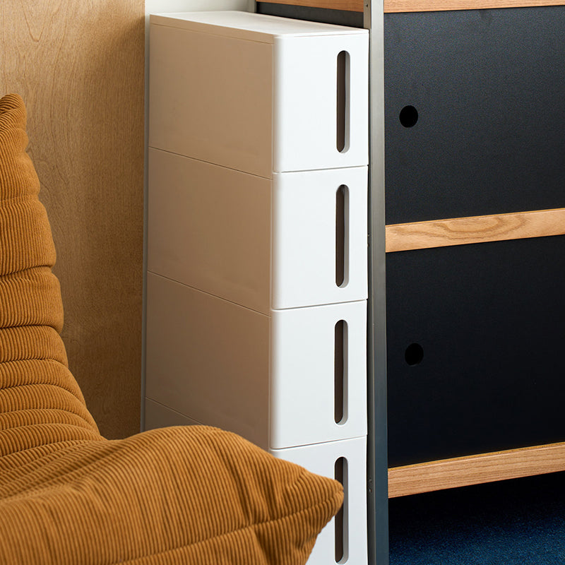 Modern Minimalist PP Plastic Slim Rolling Space-Saving Lightweight Storage Cabinet 4-Tier For Living Room
