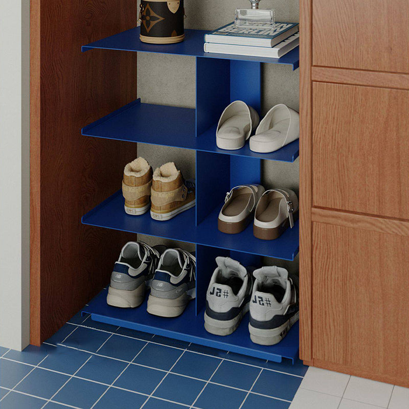 Modern Minimalist Cold-Rolled Steel Rectangular Space-Saving Decorative Movable 4-Tier Shoe Storage For Entryway &amp; Living Room
