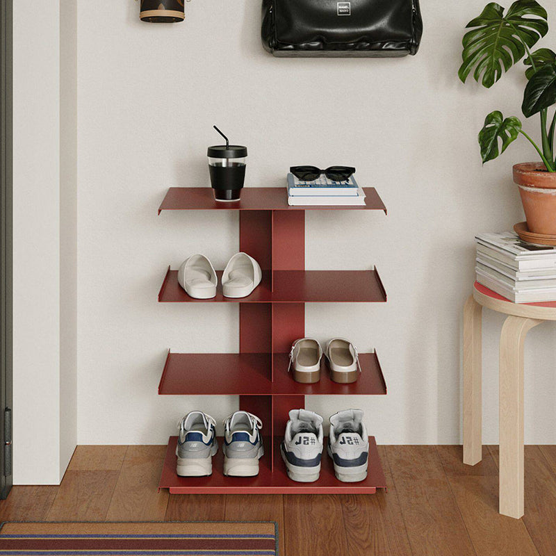 Modern Minimalist Cold-Rolled Steel Rectangular Space-Saving Decorative Movable 4-Tier Shoe Storage For Entryway &amp; Living Room