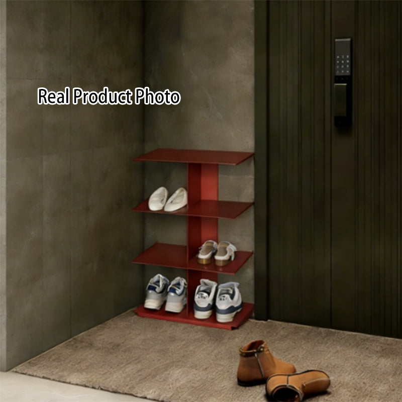 Modern Minimalist Cold-Rolled Steel Rectangular Space-Saving Decorative Movable 4-Tier Shoe Storage For Entryway &amp; Living Room