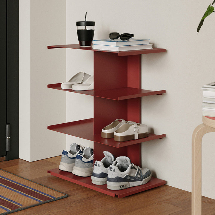 Modern Minimalist Cold-Rolled Steel Rectangular Space-Saving Decorative Movable 4-Tier Shoe Storage For Entryway &amp; Living Room