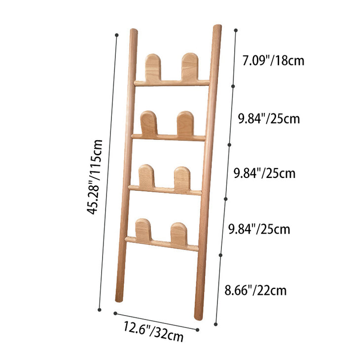 Modern Minimalist Beech Wood Ladder-Style Space-Saving Decorative 4-Tier Shoe Storage Rack For Entryway