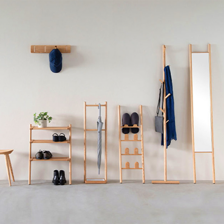 Modern Minimalist Beech Wood Ladder-Style Space-Saving Decorative 4-Tier Shoe Storage Rack For Entryway