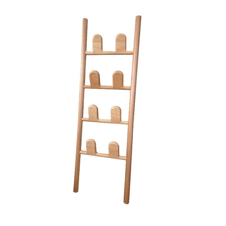 Modern Minimalist Beech Wood Ladder-Style Space-Saving Decorative 4-Tier Shoe Storage Rack For Entryway