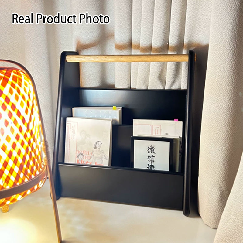 Modern Minimalist Birch Wood &amp; Oak Wood Box-Style Decorative Lightweight Storage Rack 2-Tier For Living Room