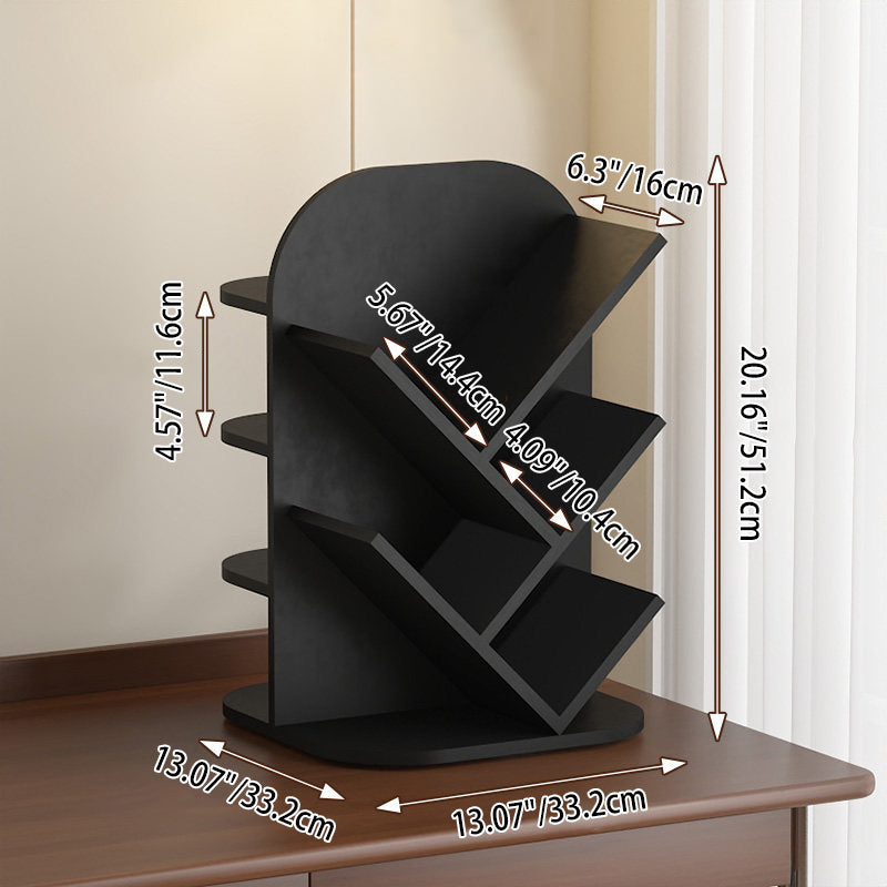 Modern Minimalist MDF Rotatable Dual-Sided Design Decorative Space-Saving Curved Kid Storage Rack 4-Tier For Living Room