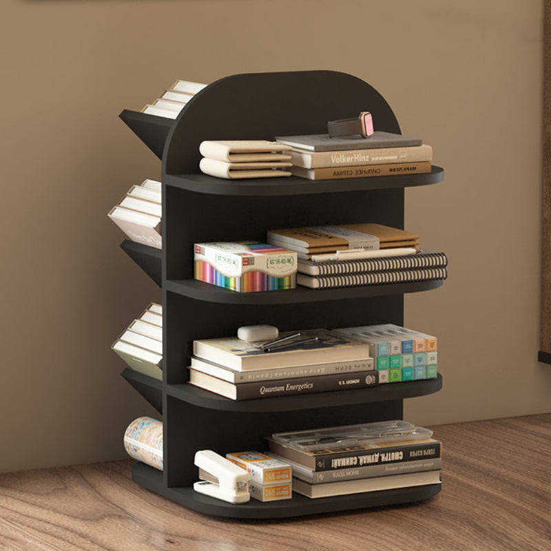 Modern Minimalist MDF Rotatable Dual-Sided Design Decorative Space-Saving Curved Kid Storage Rack 4-Tier For Living Room