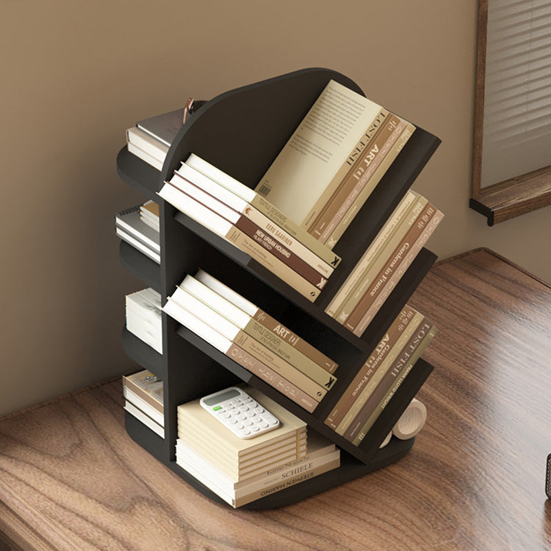 Modern Minimalist MDF Rotatable Dual-Sided Design Decorative Space-Saving Curved Kid Storage Rack 4-Tier For Living Room