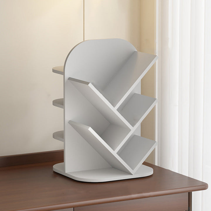 Modern Minimalist MDF Rotatable Dual-Sided Design Decorative Space-Saving Curved Kid Storage Rack 4-Tier For Living Room