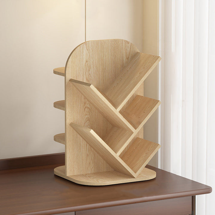 Modern Minimalist MDF Rotatable Dual-Sided Design Decorative Space-Saving Curved Kid Storage Rack 4-Tier For Living Room