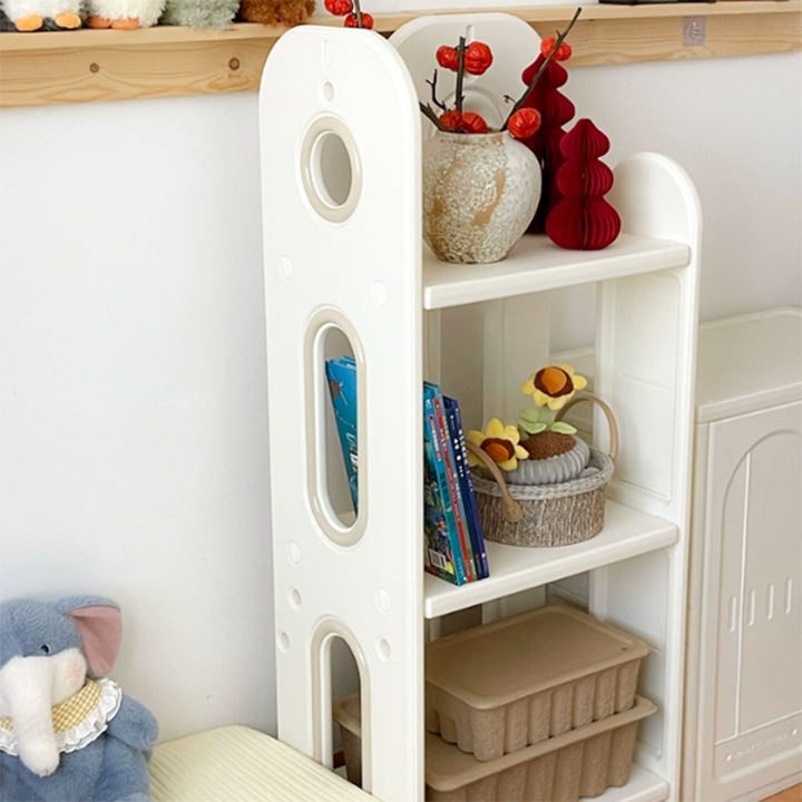 Modern Minimalist HDPE &amp; PP Space-Saving Decorative Movable Curved Design Storage Rack 3-Tier For Living Room