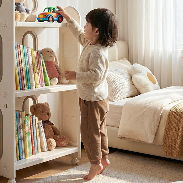 Modern Minimalist HDPE &amp; PP Space-Saving Decorative Movable Curved Design Storage Rack 3-Tier For Living Room