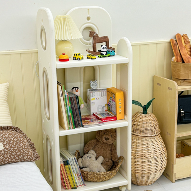 Modern Minimalist HDPE &amp; PP Space-Saving Decorative Movable Curved Design Storage Rack 3-Tier For Living Room