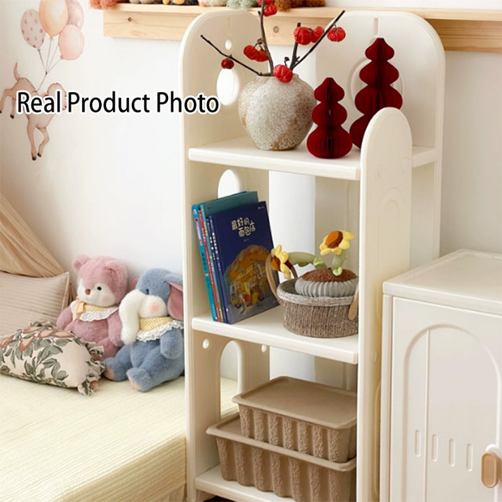 Modern Minimalist HDPE &amp; PP Space-Saving Decorative Movable Curved Design Storage Rack 3-Tier For Living Room