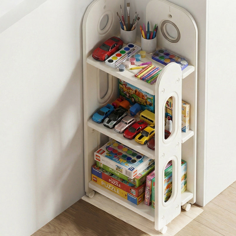 Modern Minimalist HDPE &amp; PP Space-Saving Decorative Movable Curved Design Storage Rack 3-Tier For Living Room