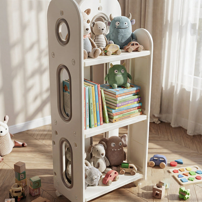 Modern Minimalist HDPE &amp; PP Space-Saving Decorative Movable Curved Design Storage Rack 3-Tier For Living Room