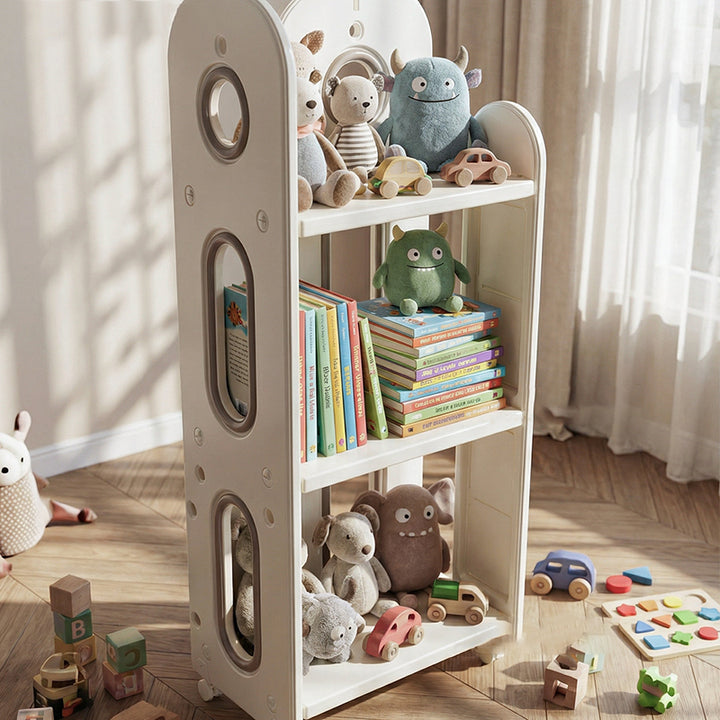 Modern Minimalist HDPE &amp; PP Space-Saving Decorative Movable Curved Design Storage Rack 3-Tier For Living Room