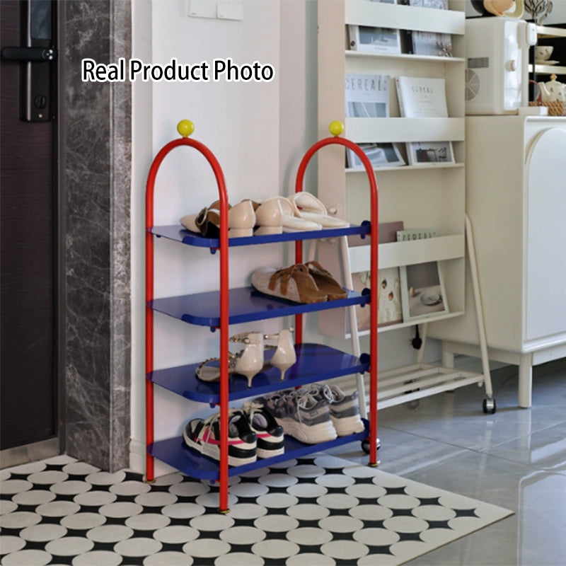 Modern Minimalist Iron Plastic Decorative Space-Saving Removable Shelves Arch Design 4-Tier Shoe Storage For Entryway