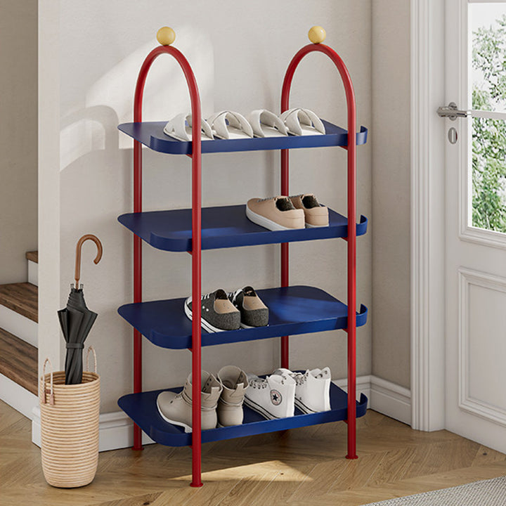 Modern Minimalist Iron Plastic Decorative Space-Saving Removable Shelves Arch Design 4-Tier Shoe Storage For Entryway