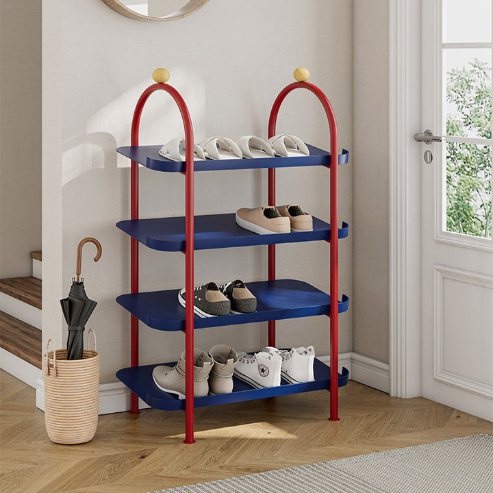 Modern Minimalist Iron Plastic Decorative Space-Saving Removable Shelves Arch Design 4-Tier Shoe Storage For Entryway