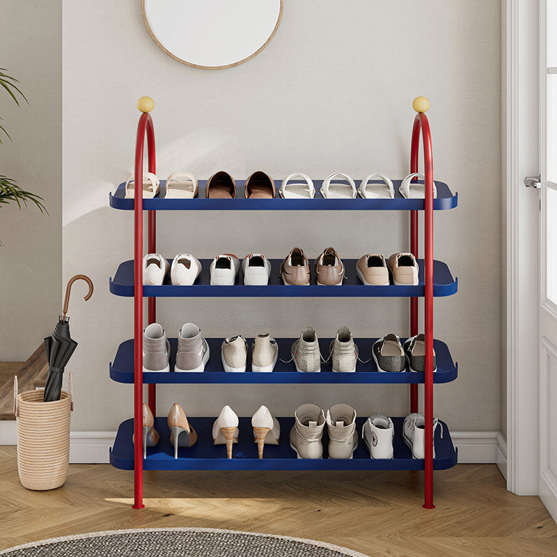 Modern Minimalist Iron Plastic Decorative Space-Saving Removable Shelves Arch Design 4-Tier Shoe Storage For Entryway