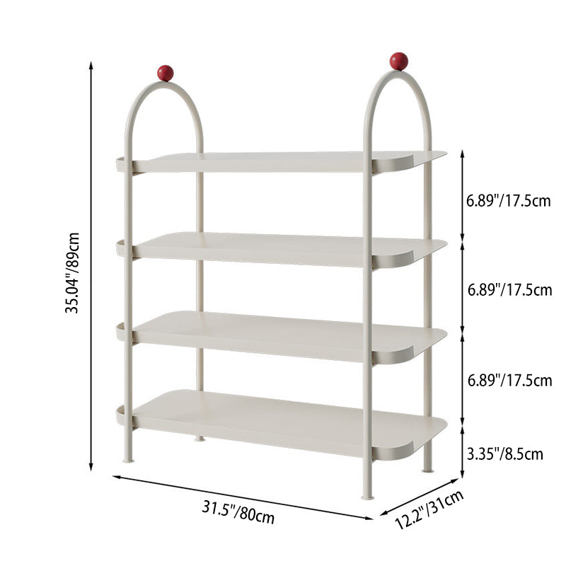 Modern Minimalist Iron Plastic Decorative Space-Saving Removable Shelves Arch Design 4-Tier Shoe Storage For Entryway