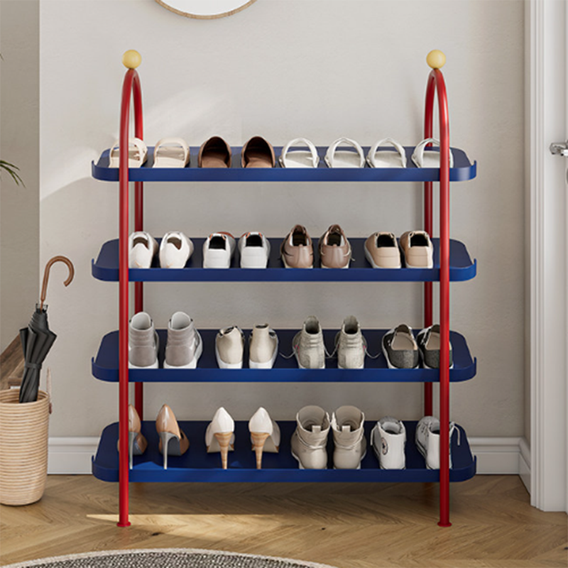 Modern Minimalist Iron Plastic Decorative Space-Saving Removable Shelves Arch Design 4-Tier Shoe Storage For Entryway