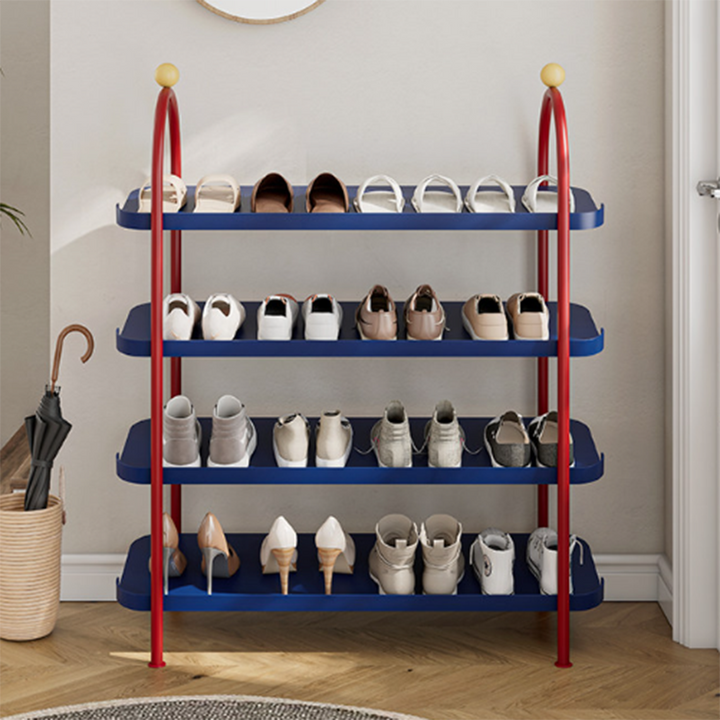 Modern Minimalist Iron Plastic Decorative Space-Saving Removable Shelves Arch Design 4-Tier Shoe Storage For Entryway