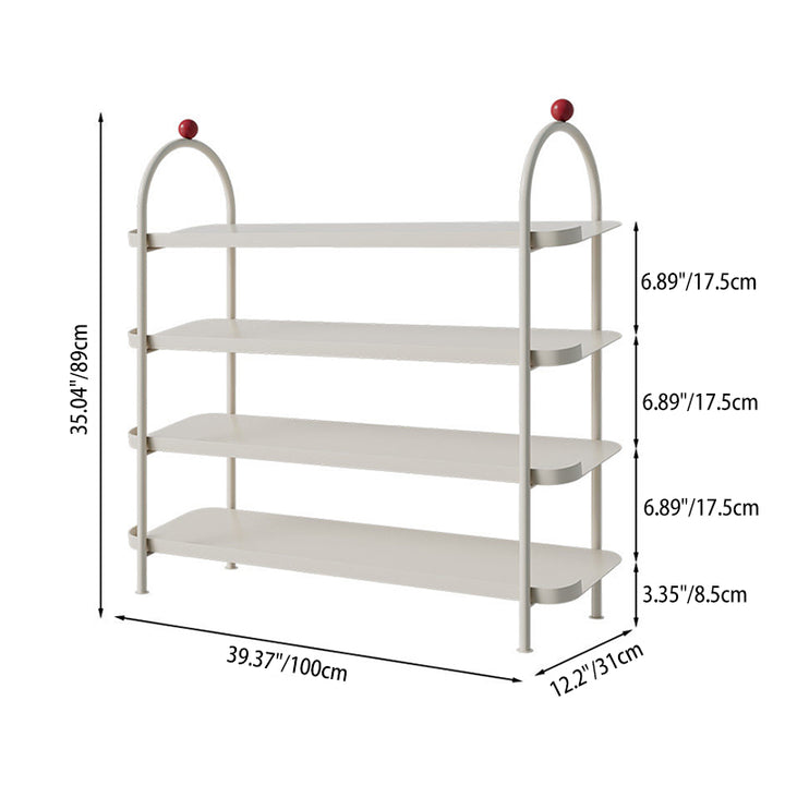 Modern Minimalist Iron Plastic Decorative Space-Saving Removable Shelves Arch Design 4-Tier Shoe Storage For Entryway