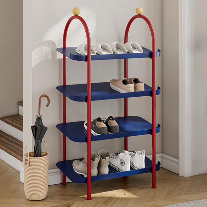 Modern Minimalist Iron Plastic Decorative Space-Saving Removable Shelves Arch Design 4-Tier Shoe Storage For Entryway