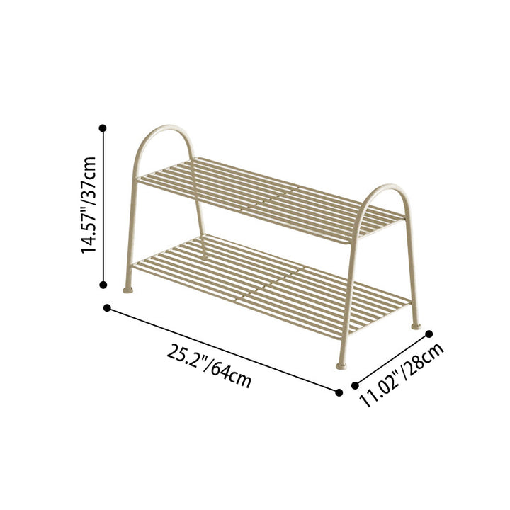 Modern Minimalist Carbon Steel Space-Saving Curved Shaped Shoe Storage 2/3-Tier For Entryway