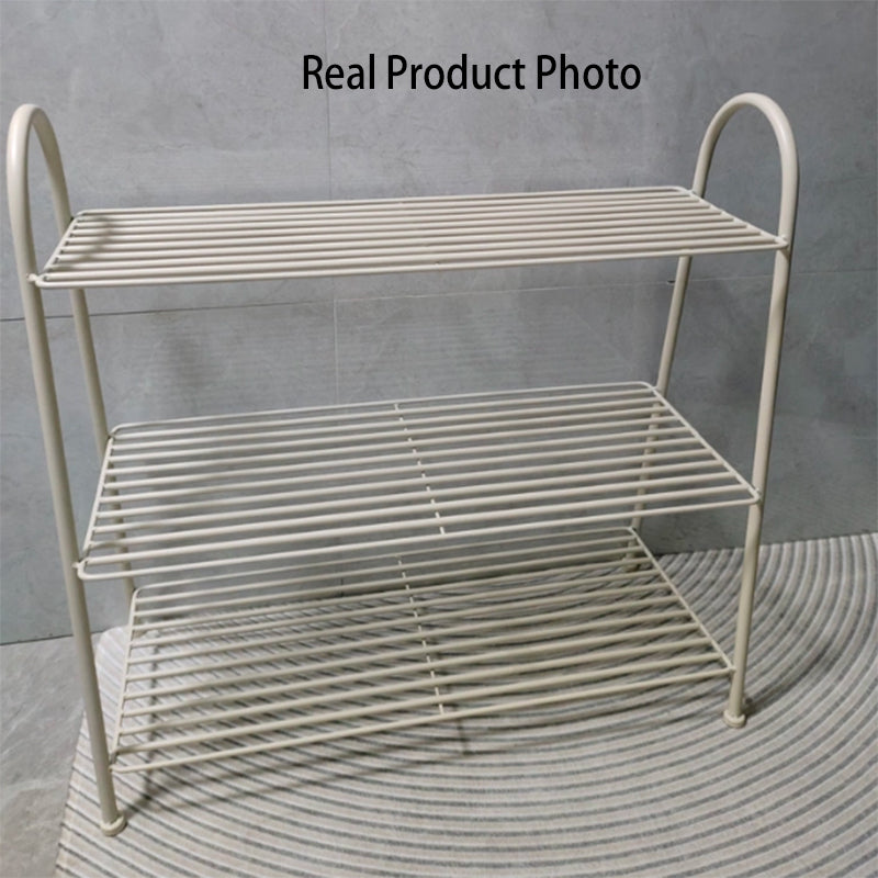 Modern Minimalist Carbon Steel Space-Saving Curved Shaped Shoe Storage 2/3-Tier For Entryway