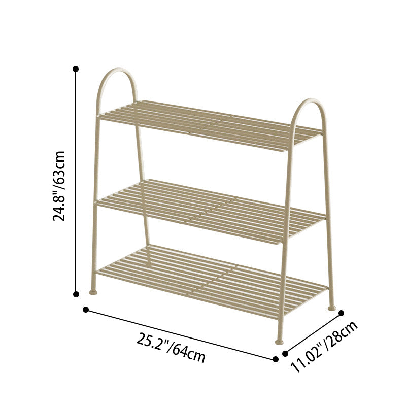 Modern Minimalist Carbon Steel Space-Saving Curved Shaped Shoe Storage 2/3-Tier For Entryway