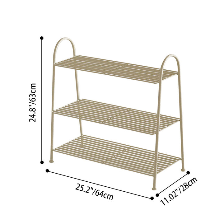 Modern Minimalist Carbon Steel Space-Saving Curved Shaped Shoe Storage 2/3-Tier For Entryway