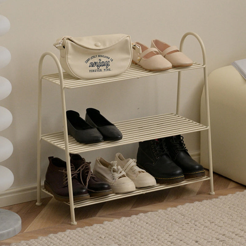Modern Minimalist Carbon Steel Space-Saving Curved Shaped Shoe Storage 2/3-Tier For Entryway