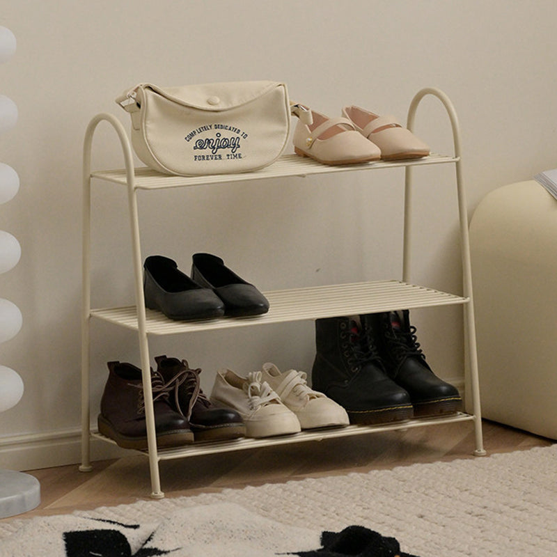 Modern Minimalist Carbon Steel Space-Saving Curved Shaped Shoe Storage 2/3-Tier For Entryway